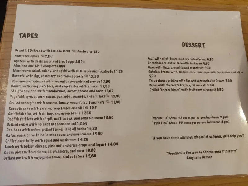 menu 2 of Restaurante La Panxa del Bisbe