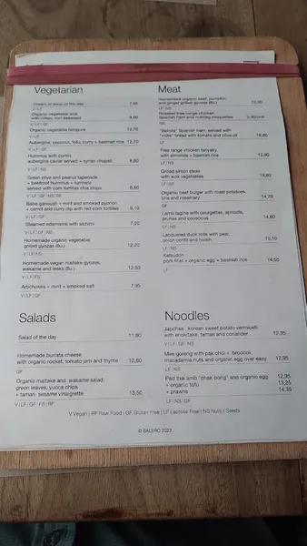 menu 1 of RESTAURANTE SALERO