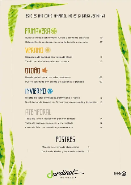menu 2 of Jardinet de Gràcia