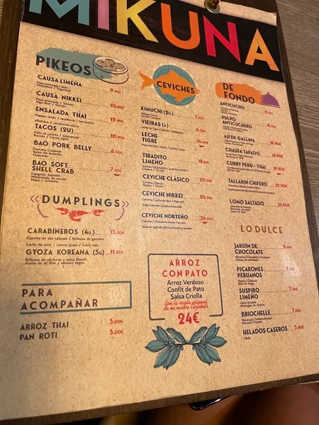 menu 1 of Restaurante MIKUNA