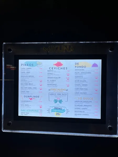menu 2 of Restaurante MIKUNA