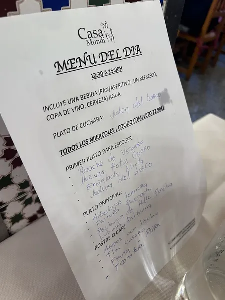 menu 0 of Casa Mundi