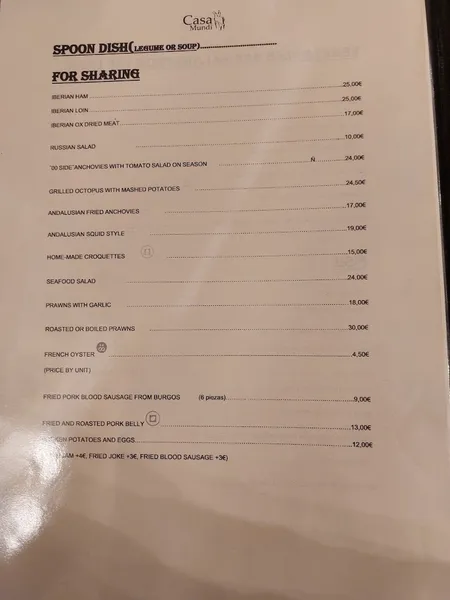 menu 1 of Casa Mundi