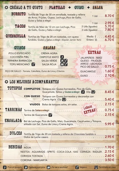 menu 0 of TOTOPO Henao Mexican food