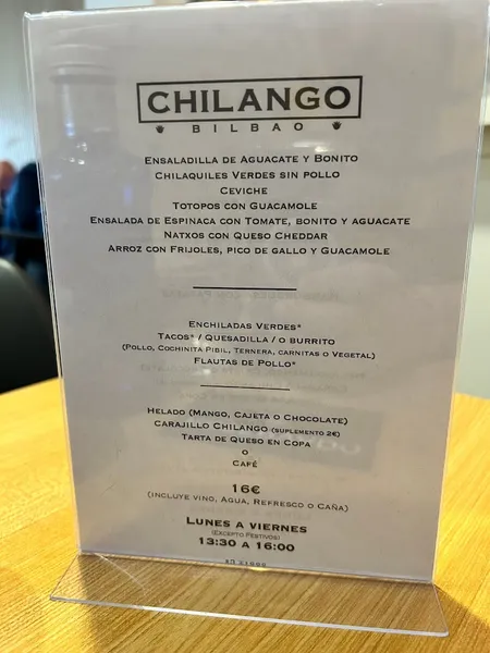 menu 1 of Chilango Bilbao