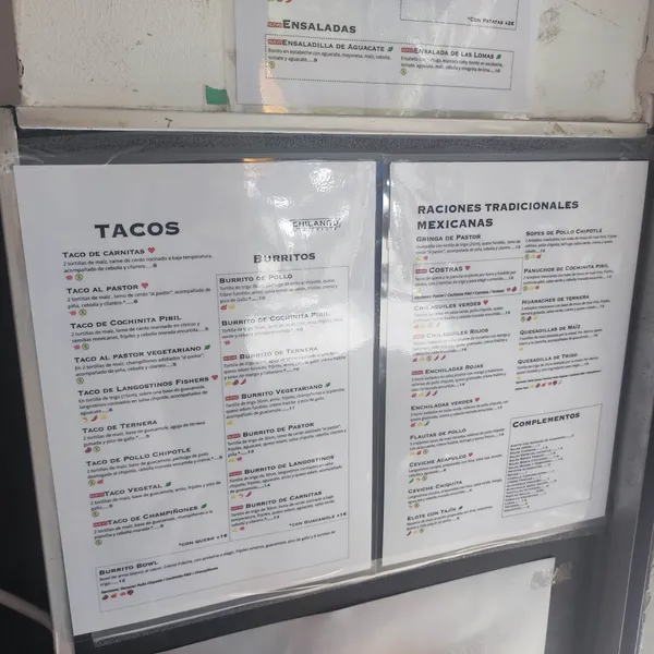 menu 2 of Chilango Bilbao