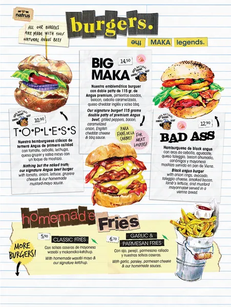 menu 1 of Makamaka - Restaurante Barcelona | Hamburguesas & Cocktails Bar