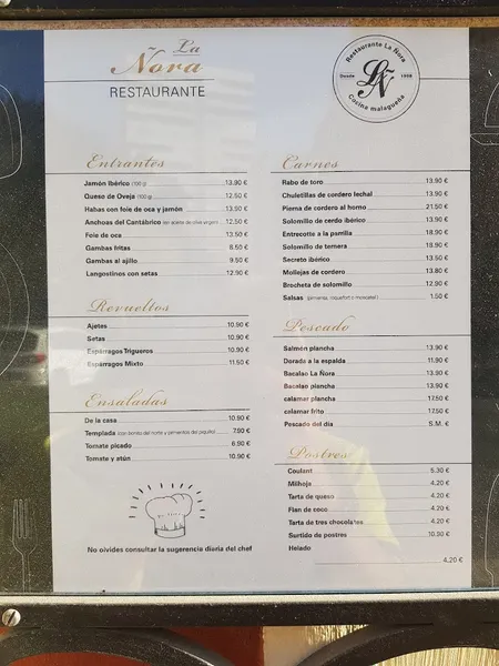 menu 0 of La Ñora