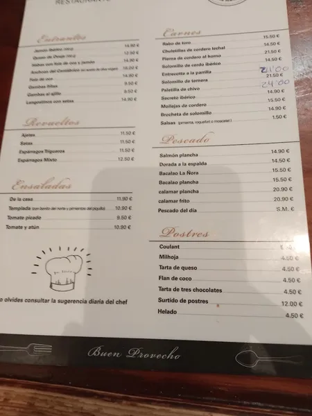 menu 2 of La Ñora