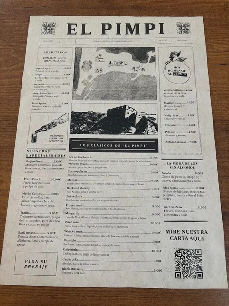 menu 1 of La Sole del Pimpi