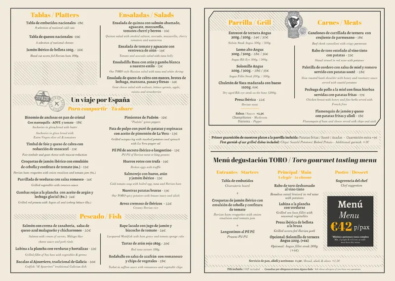 menu 0 of TORO Muelle Uno