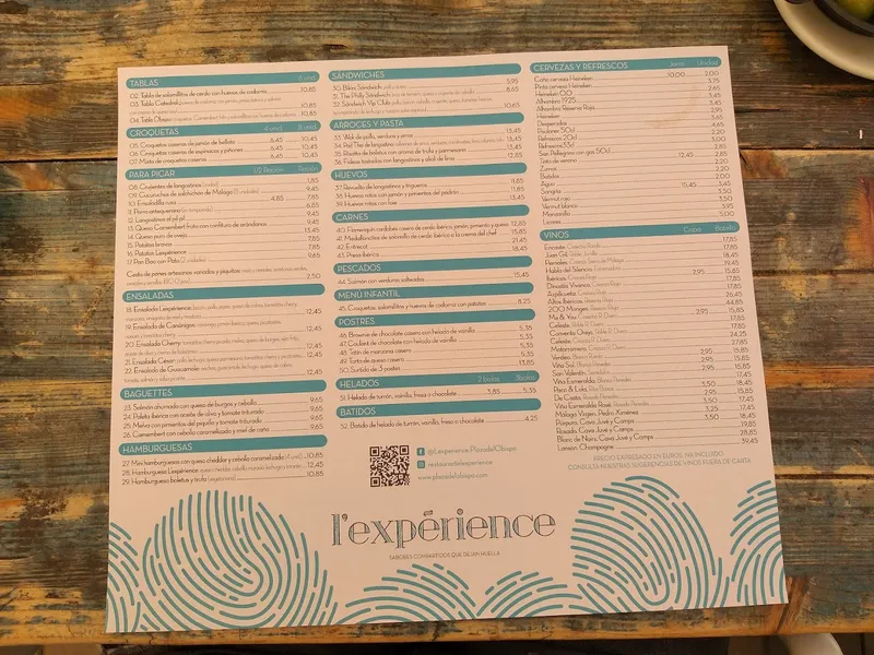 menu 1 of L'expérience