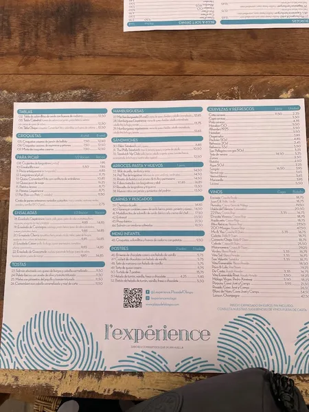 menu 2 of L'expérience