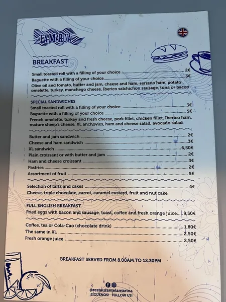 menu 2 of Restaurante La Marina