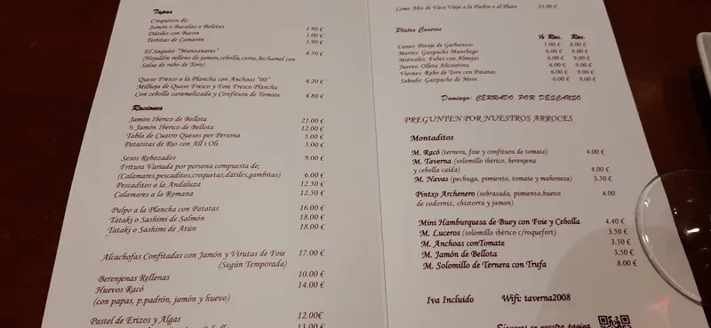 menu 2 of La Taverna del Racó del Pla