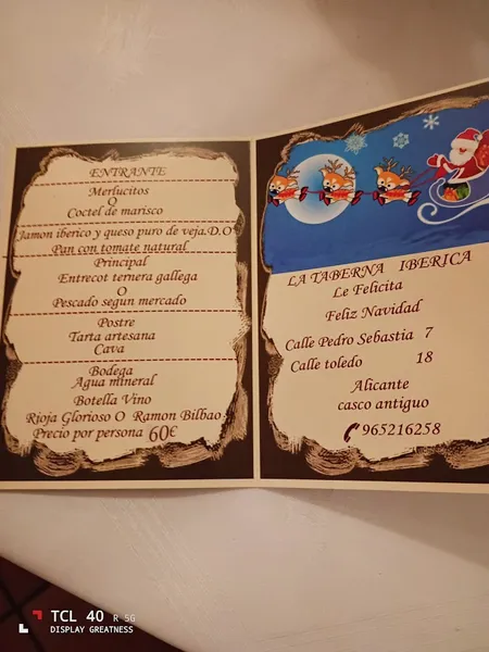 menu 1 of La Taberna Ibérica