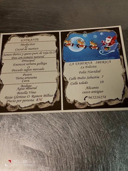 menu 2 of La Taberna Ibérica