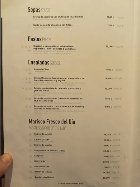 menu 1 of TRASLUZ RESTAURANTE