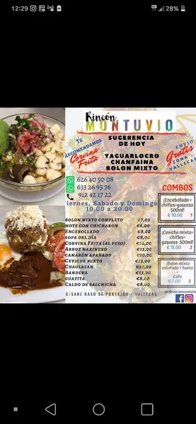 menu 1 of El Rincón Montubio