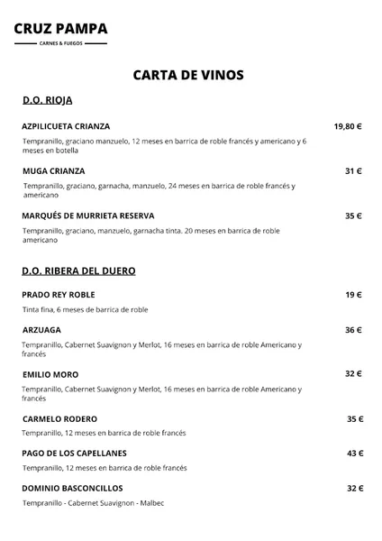 menu 0 of Asador Argentino Cruz Pampa - Valencia
