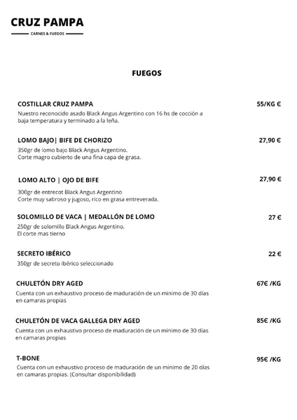 menu 1 of Asador Argentino Cruz Pampa - Valencia