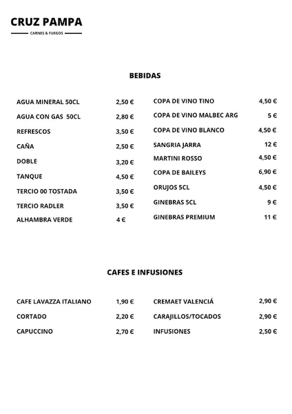 menu 2 of Asador Argentino Cruz Pampa - Valencia