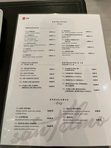 menu 2 of Asador Argentino San Telmo