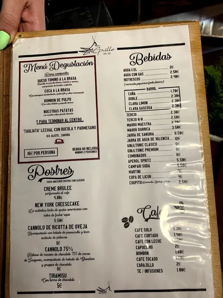 menu 1 of Restaurante Grillo Grill Bar