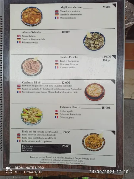 menu 0 of La Bodega de Antonio