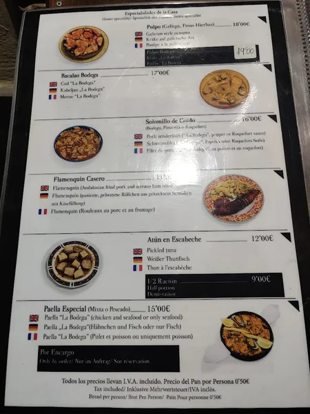 menu 2 of La Bodega de Antonio