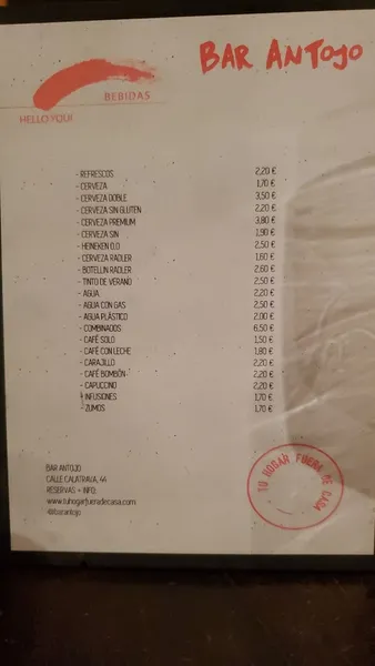 menu 2 of Bar Antojo