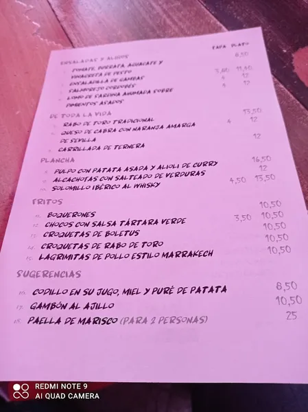 menu 1 of Universal People Bar de Tapas