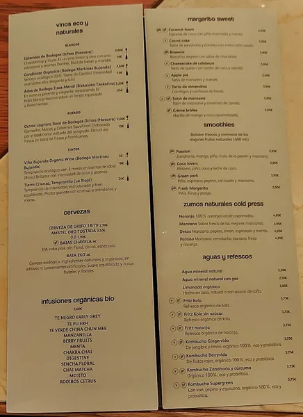 menu 1 of Margarito