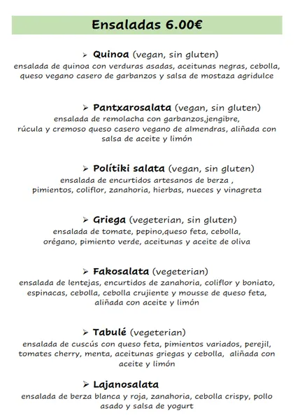 menu 1 of Kalí Órexi by Labocatorio
