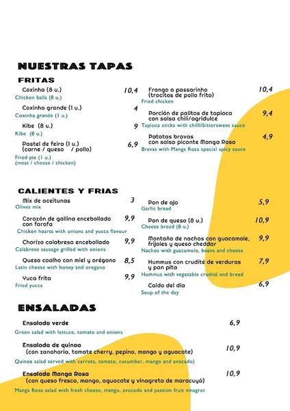 menu 0 of Restaurante Manga Rosa