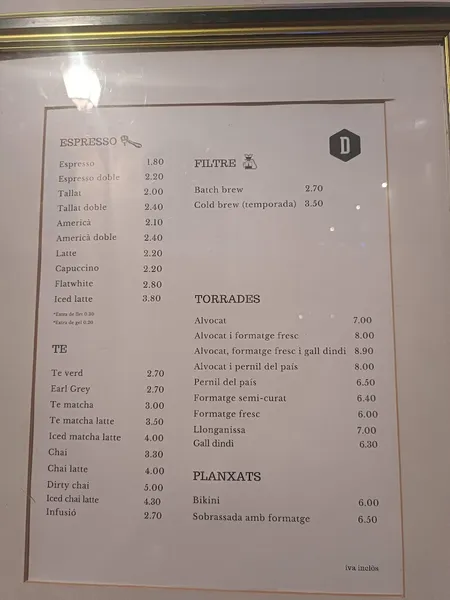 menu 0 of Departure Coffee Co.