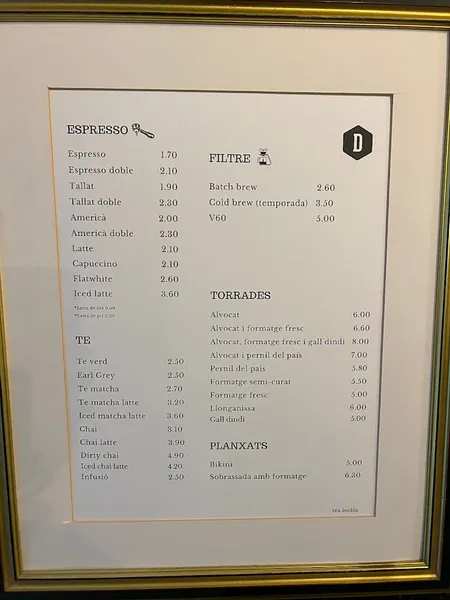 menu 2 of Departure Coffee Co.