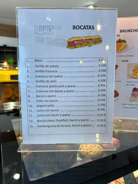 menu 1 of Breik Cafetería