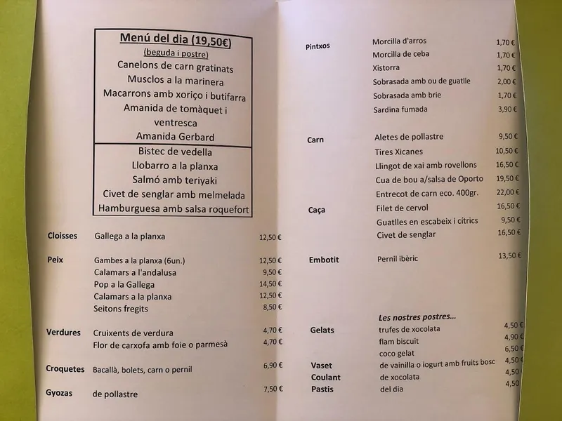 menu 1 of Restaurante Gerbard