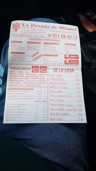 menu 0 of LA POSADA DE MIGUEL