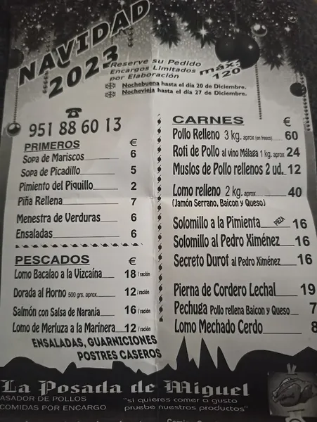 menu 1 of LA POSADA DE MIGUEL