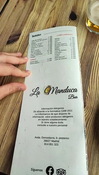 menu 0 of La Manduca