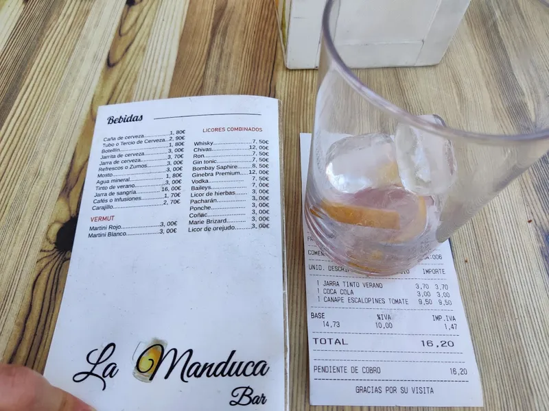 menu 1 of La Manduca