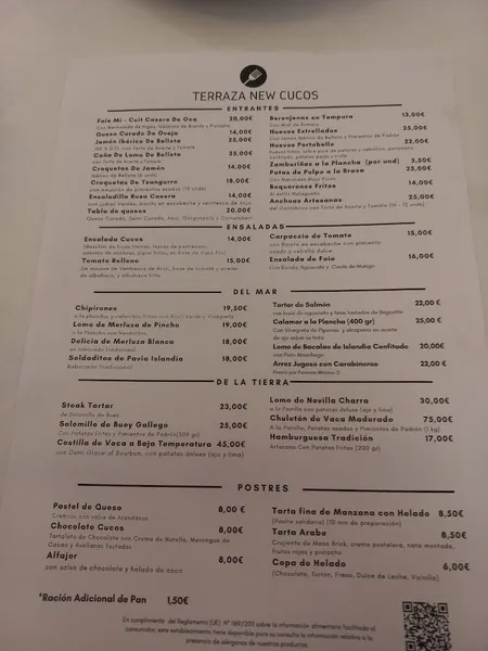 menu 0 of Terraza New Cuco's