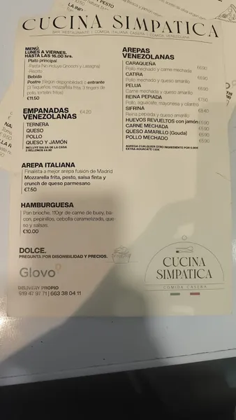 menu 1 of Cucina Simpatica Madrid