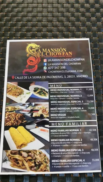 menu 1 of Restaurante La Mansión del Chowfan
