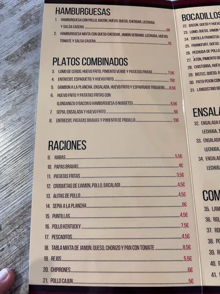 menu 2 of La Plaza café-bar