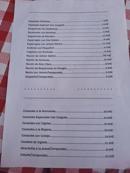 menu 2 of Can Cargolet