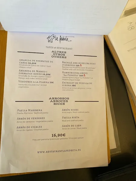 menu 0 of La Pedreta