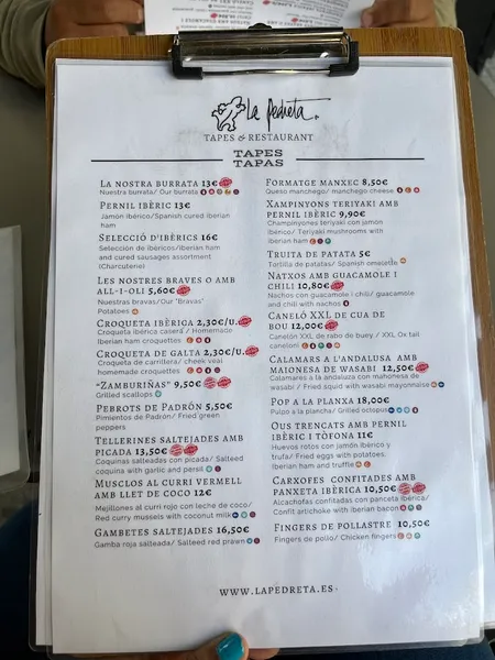 menu 2 of La Pedreta